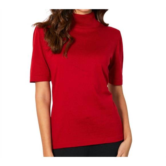 NEW ANGEL APPAREL short sleeve mock neck top in rouge - Picture 1 of 1